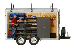 Cargo trailer equipment, including ladder racks.